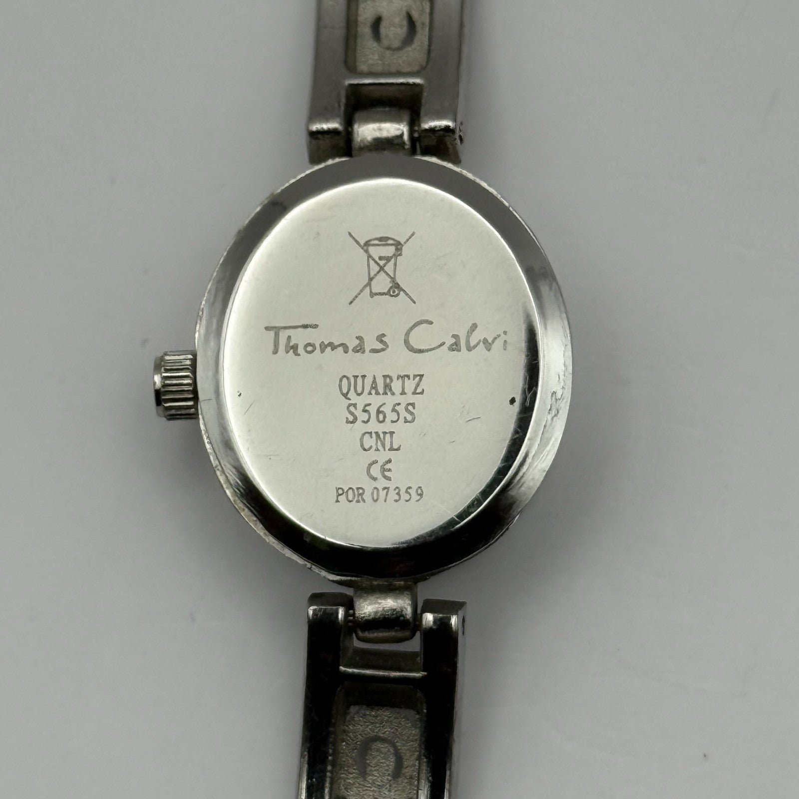 Thomas Calvi Ladies Quartz Watch Oval Dial Silver Tone Bracelet Working 21mm