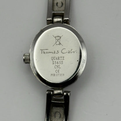 Thomas Calvi Ladies Quartz Watch Oval Dial Silver Tone Bracelet Working 21mm