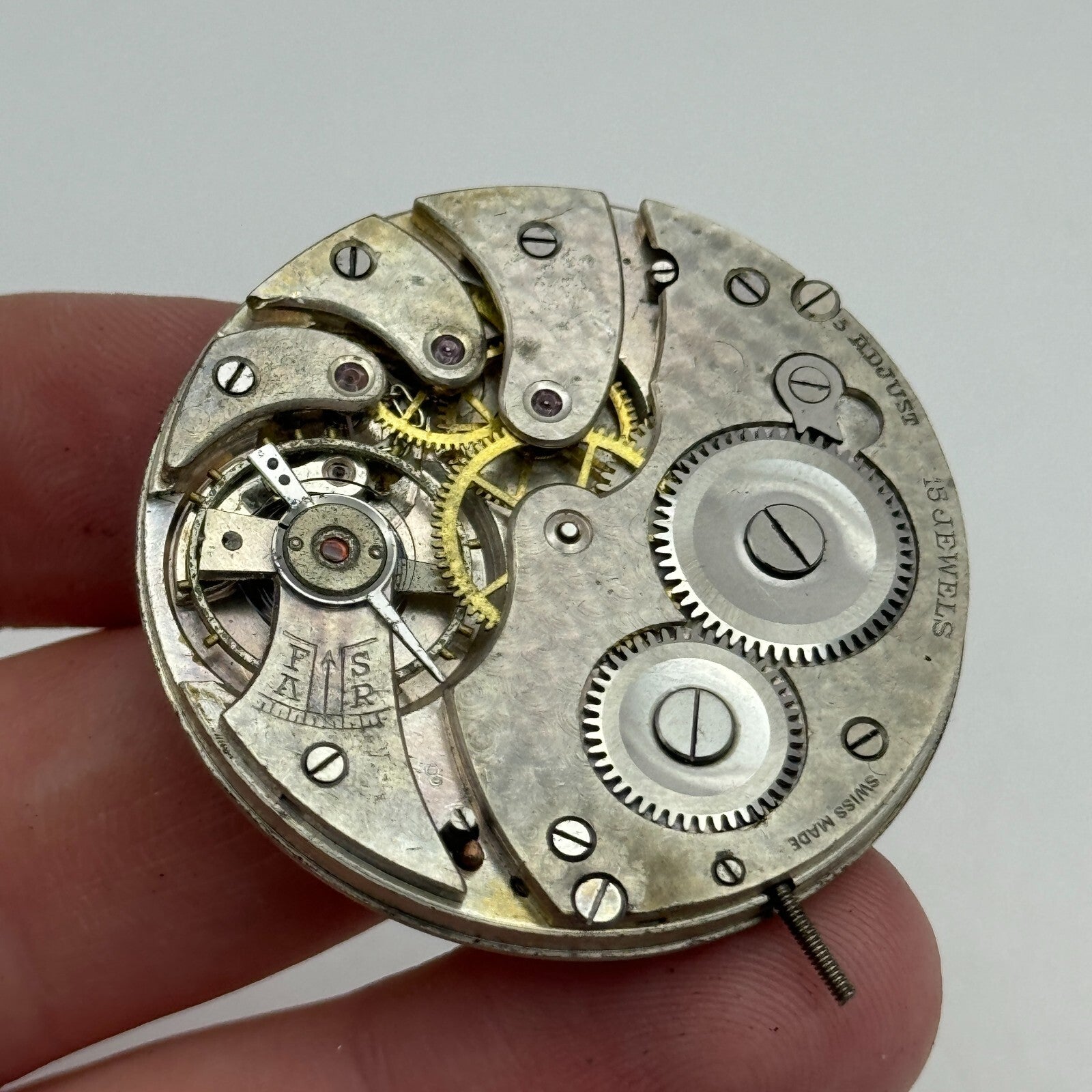41.5mm Antique Grosvenor Open Face Sub Seconds Swiss Pocket Watch Movement PARTS