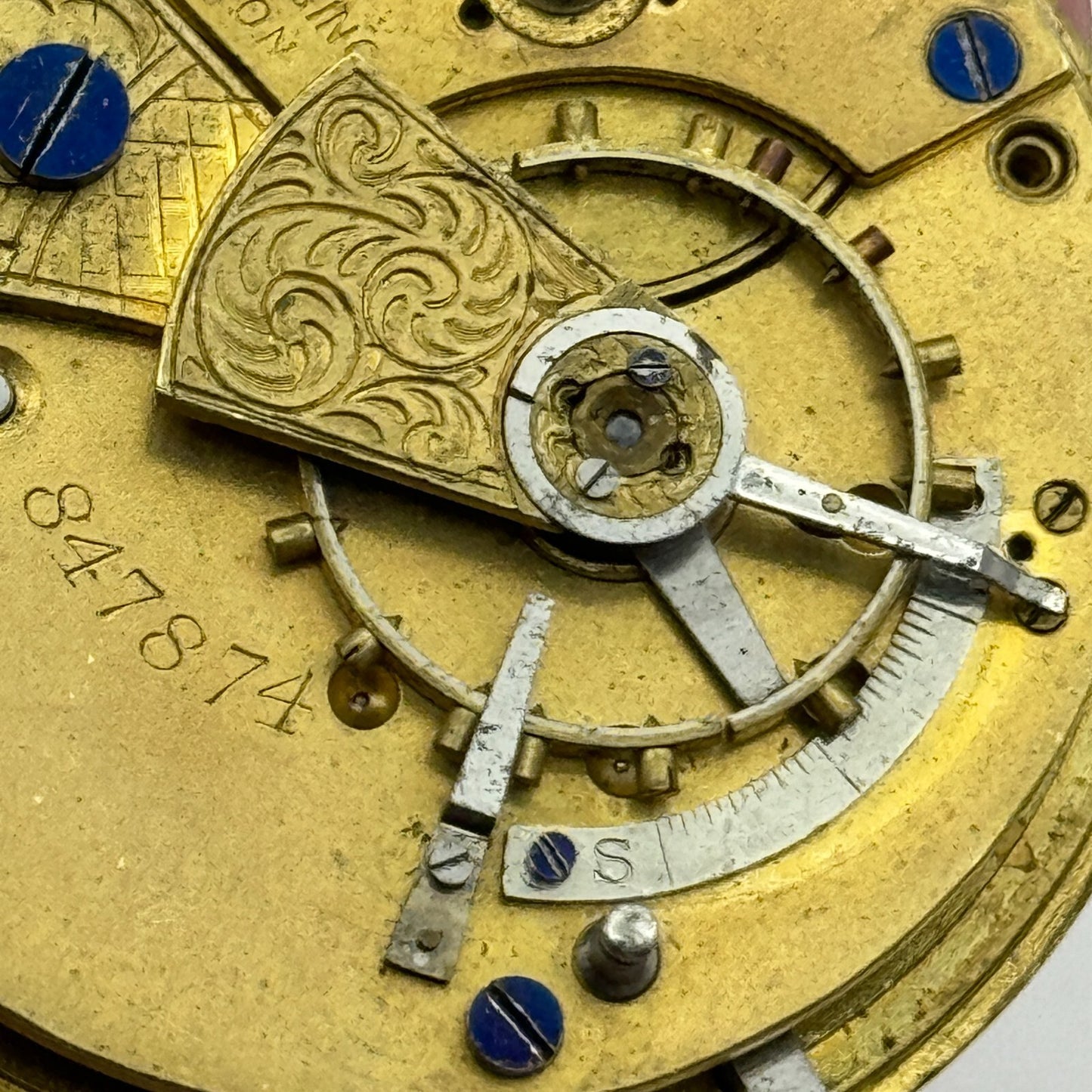 44.6mm Antique John Wilson Ossett Key Wound Pocket Watch Movement PARTS REPAIR