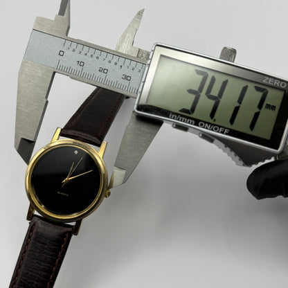 Jules Legassi Unisex Quartz Watch Genuine Diamond Black Dial Japan Working 34mm