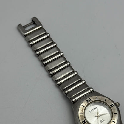 25mm Working Ladies Britania 30m Silver Tone Roman Numeral Quartz Watch 6 Inches