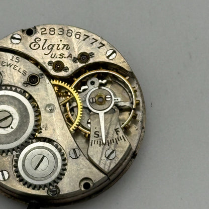 1925 Antique 10/0s Elgin 444 Model 4 American Watch Movement PARTS REPAIR