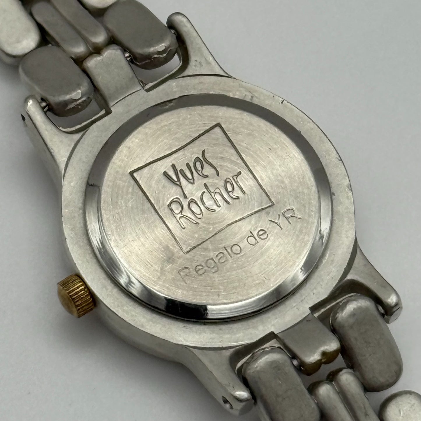 25mm Working Ladies Yves Rocher Two Tone Quartz Bracelet Watch 6.5 Inches