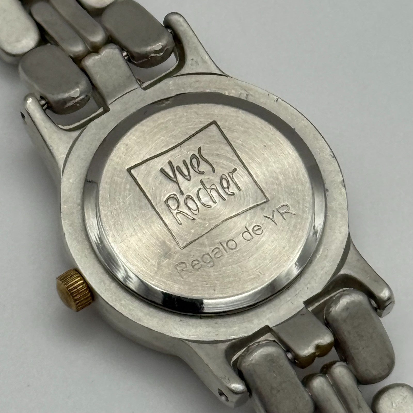 25mm Working Ladies Yves Rocher Two Tone Quartz Bracelet Watch 6.5 Inches