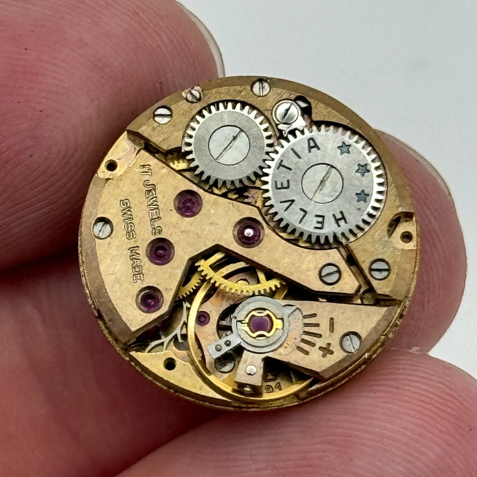 19.6mm Helvetia Cal 91 Balance Ok Watch Movement Swiss Vintage PARTS SPARES