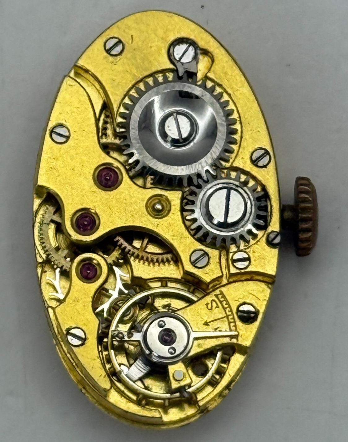 13.5mm Vintage High Grade Oval Brass Colour Manual Wind Watch Movement PARTS