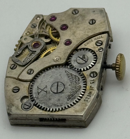 19.2mm Rotary Peseux Tank Watch Movement 15 Jewels Manual Wind 1930s Swiss PARTS