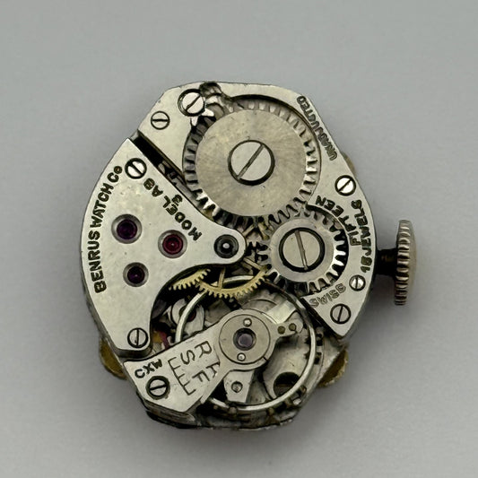15.2mm Vintage Benrus Model AB3 Manual Wind Watch Movement PARTS REPAIR