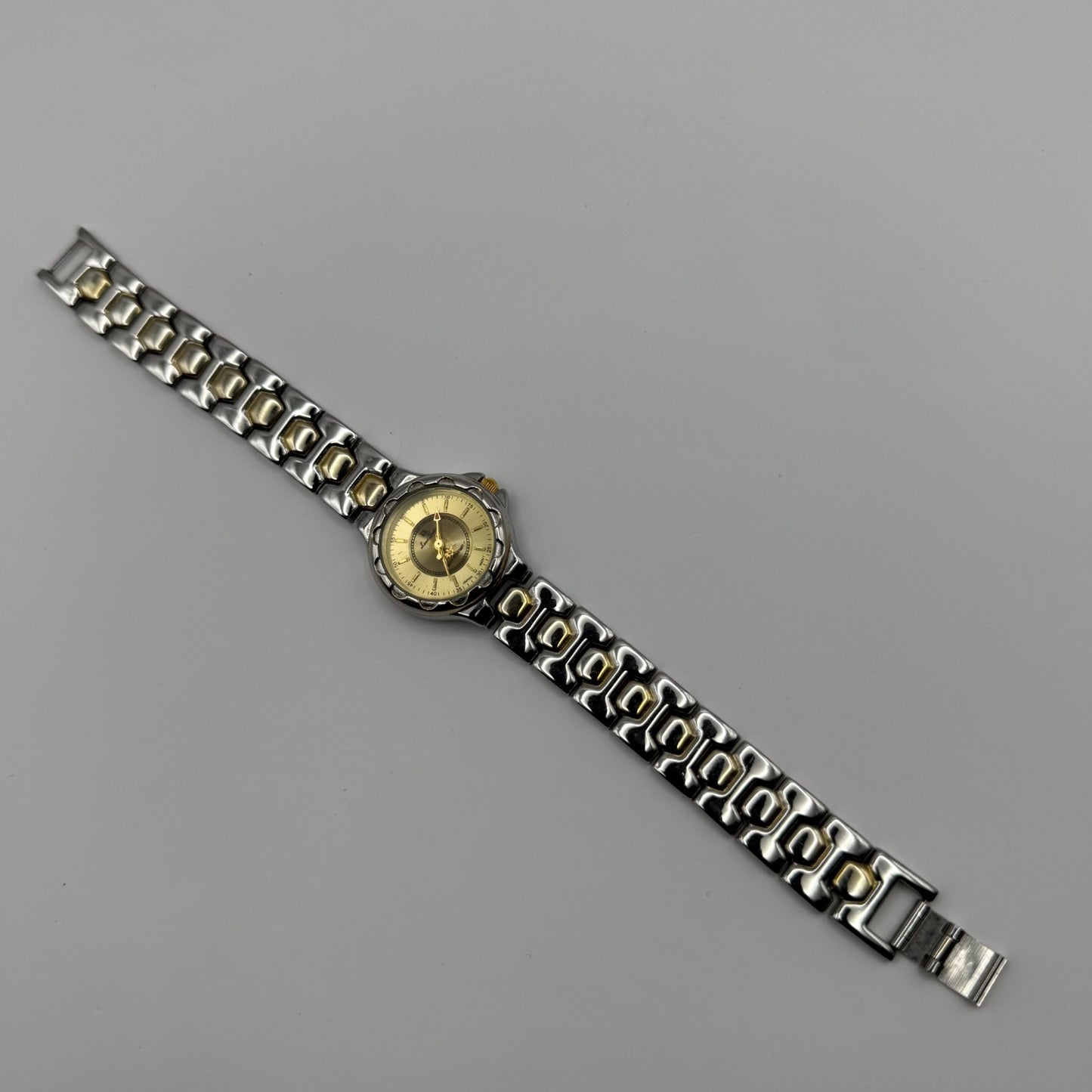LS Louis Santini Ladies Quartz Watch Two Tone Bracelet Japan Working 24mm