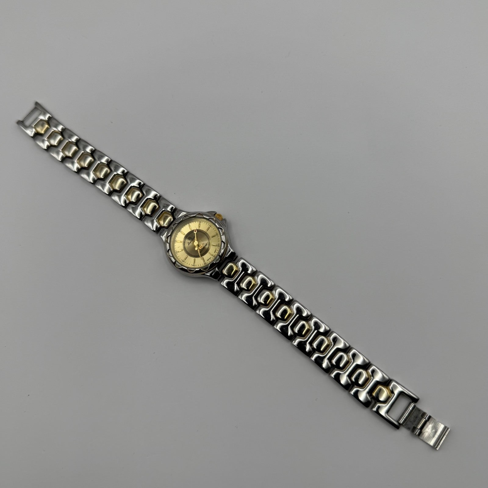 LS Louis Santini Ladies Quartz Watch Two Tone Bracelet Japan Working 24mm