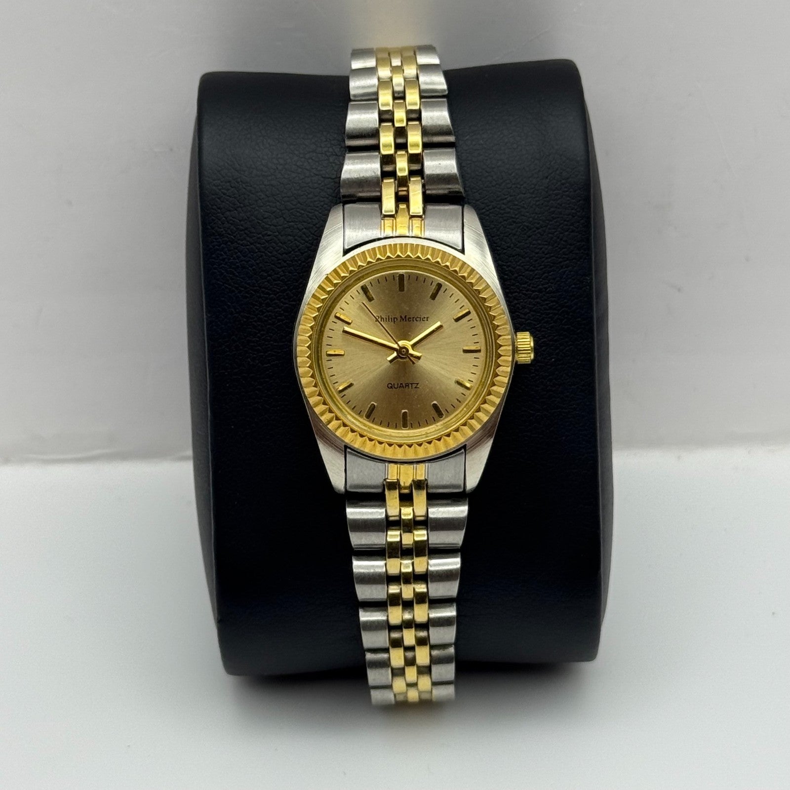 24mm Working Ladies Philip Mercier L123L Two Tone Quartz Watch 6.75 Inches