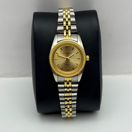24mm Working Ladies Philip Mercier L123L Two Tone Quartz Watch 6.75 Inches