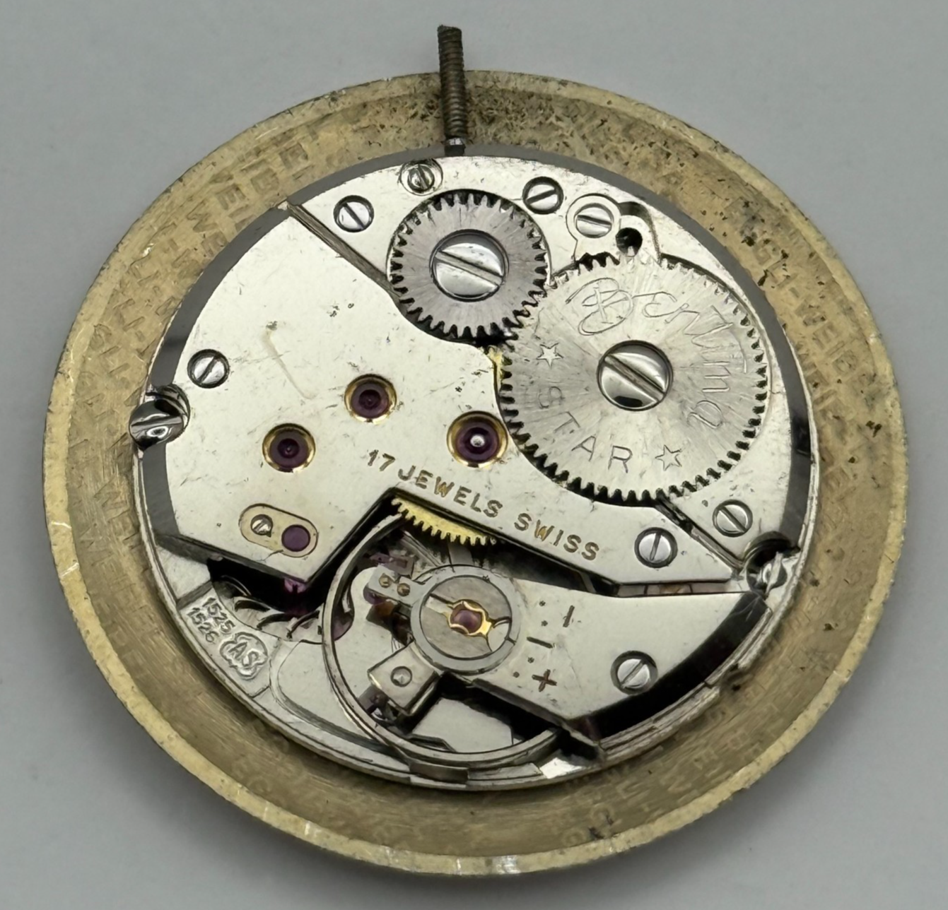 AS 1525 1526 Watch Movement Bentima Manual Wind Vintage Parts Repair 23.6mm