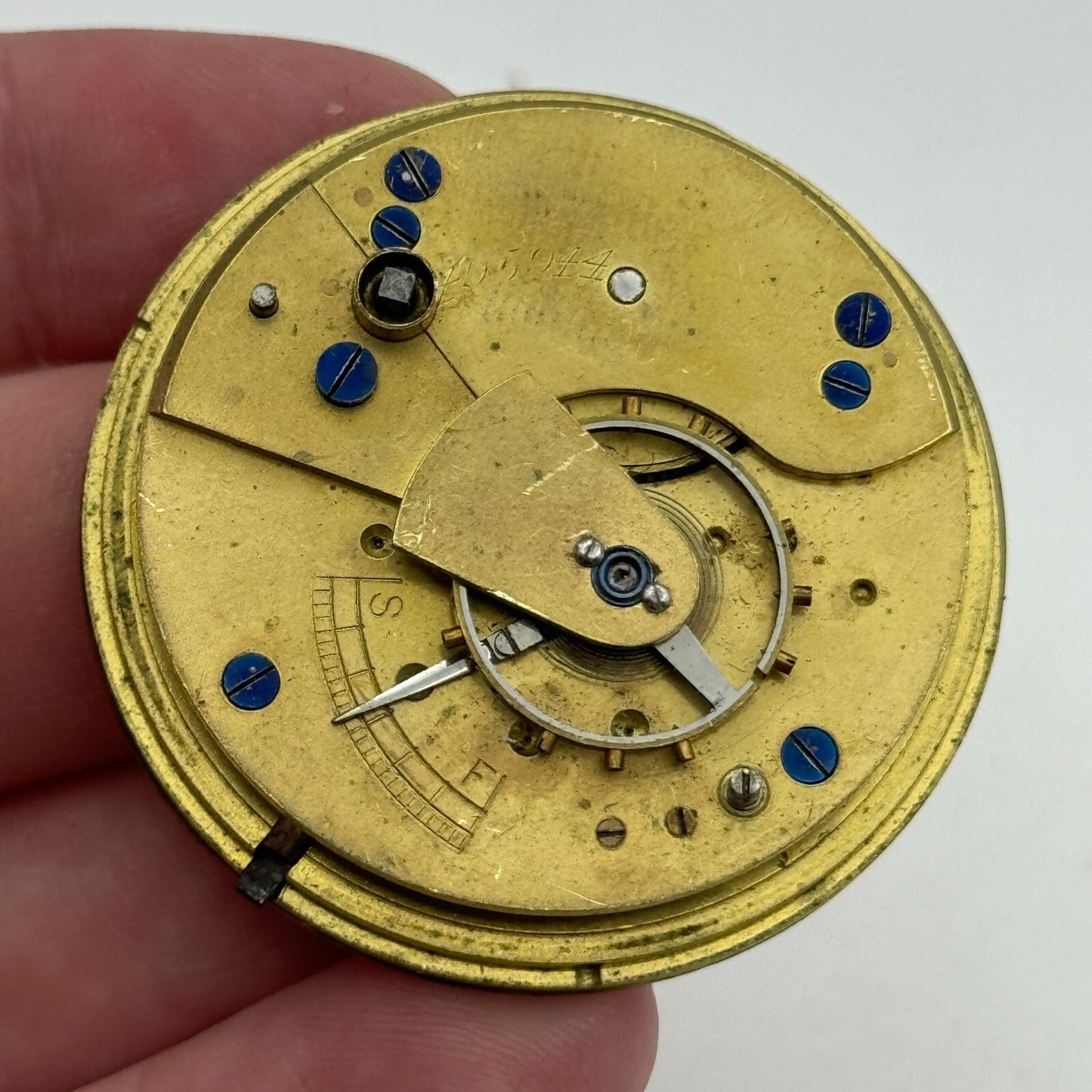 45mm Antique J W Johnston & Son Carlisle Key Wound Pocket Watch Movement PARTS