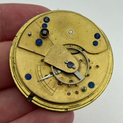 45mm Antique J W Johnston & Son Carlisle Key Wound Pocket Watch Movement PARTS
