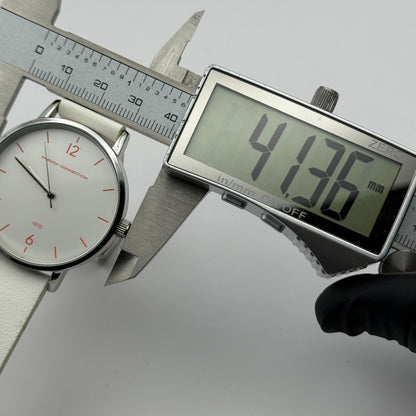 French Connection Ladies Quartz Watch White Strap Working 39mm New Battery