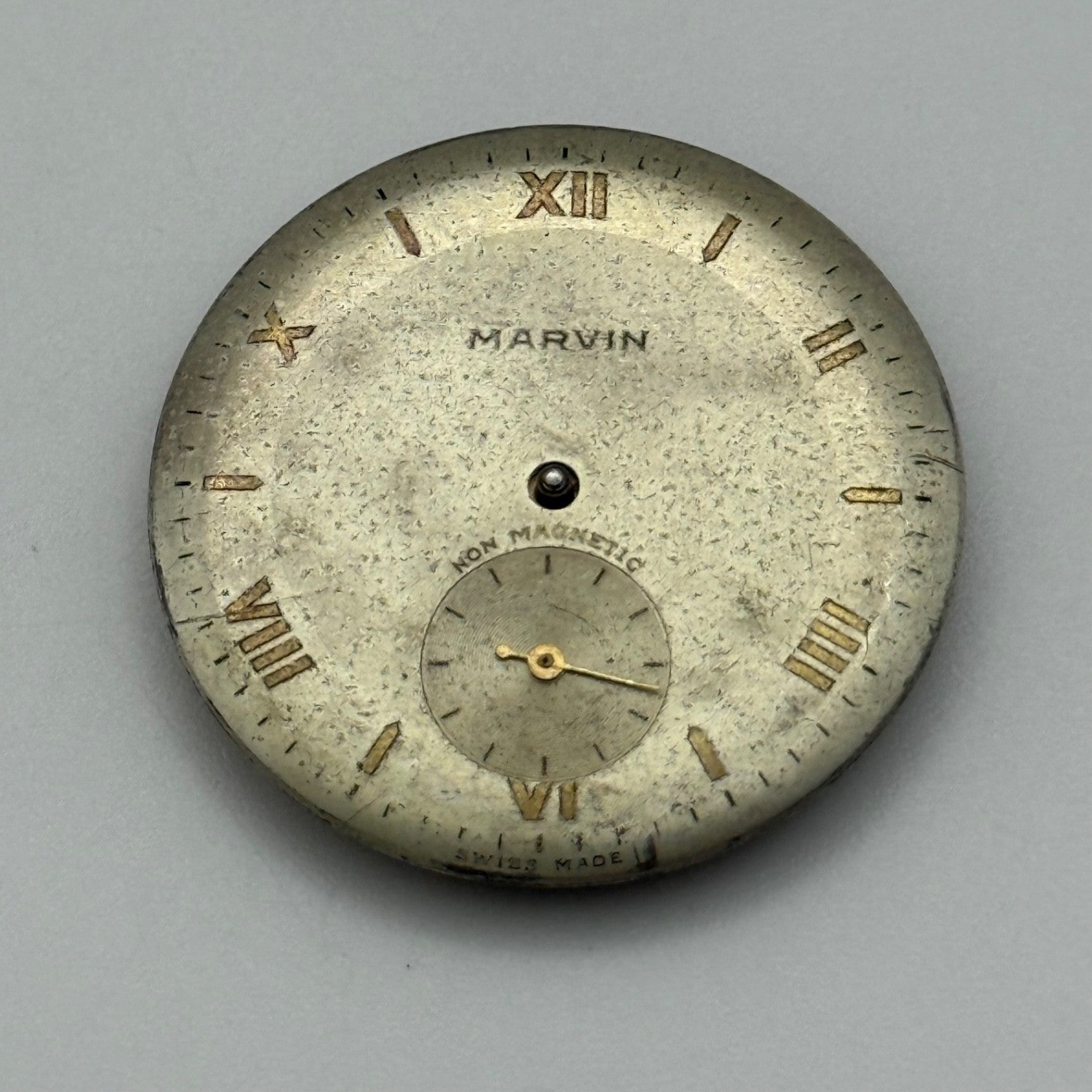 Marvin 520 Watch Movement Manual Wind 17J Vintage Swiss Parts Repair 28.4mm