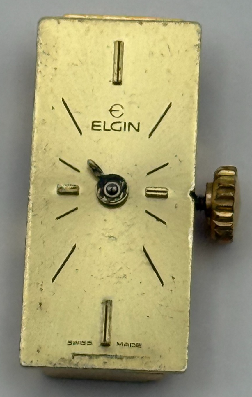 FHF 59-21 Elgin Baguette Watch Movement Manual Wind Vintage Parts Repair 8.8mm