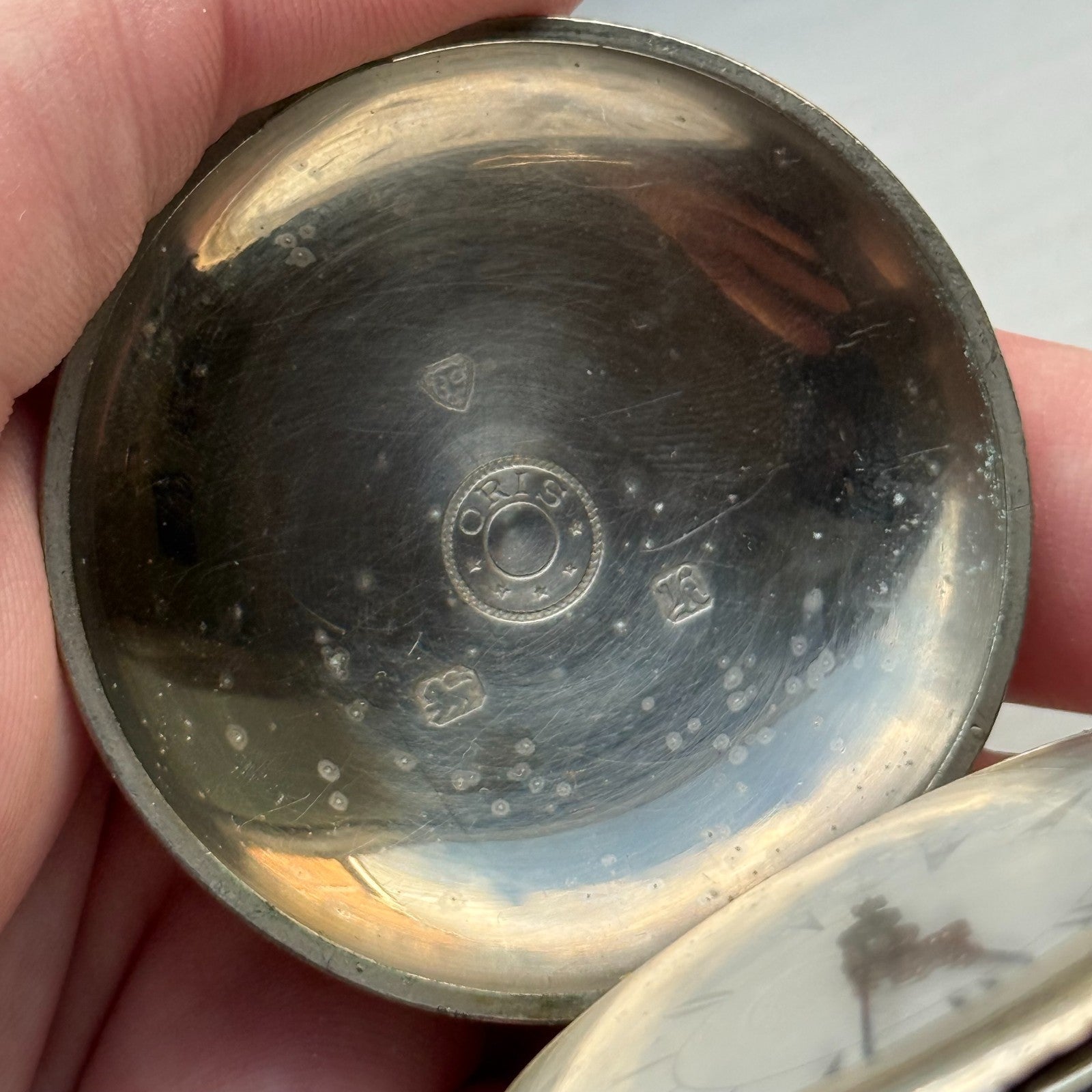 Oris Ottoman Pocket Watch Antique Pin Set Full Hunter To Repair Rare 54mm