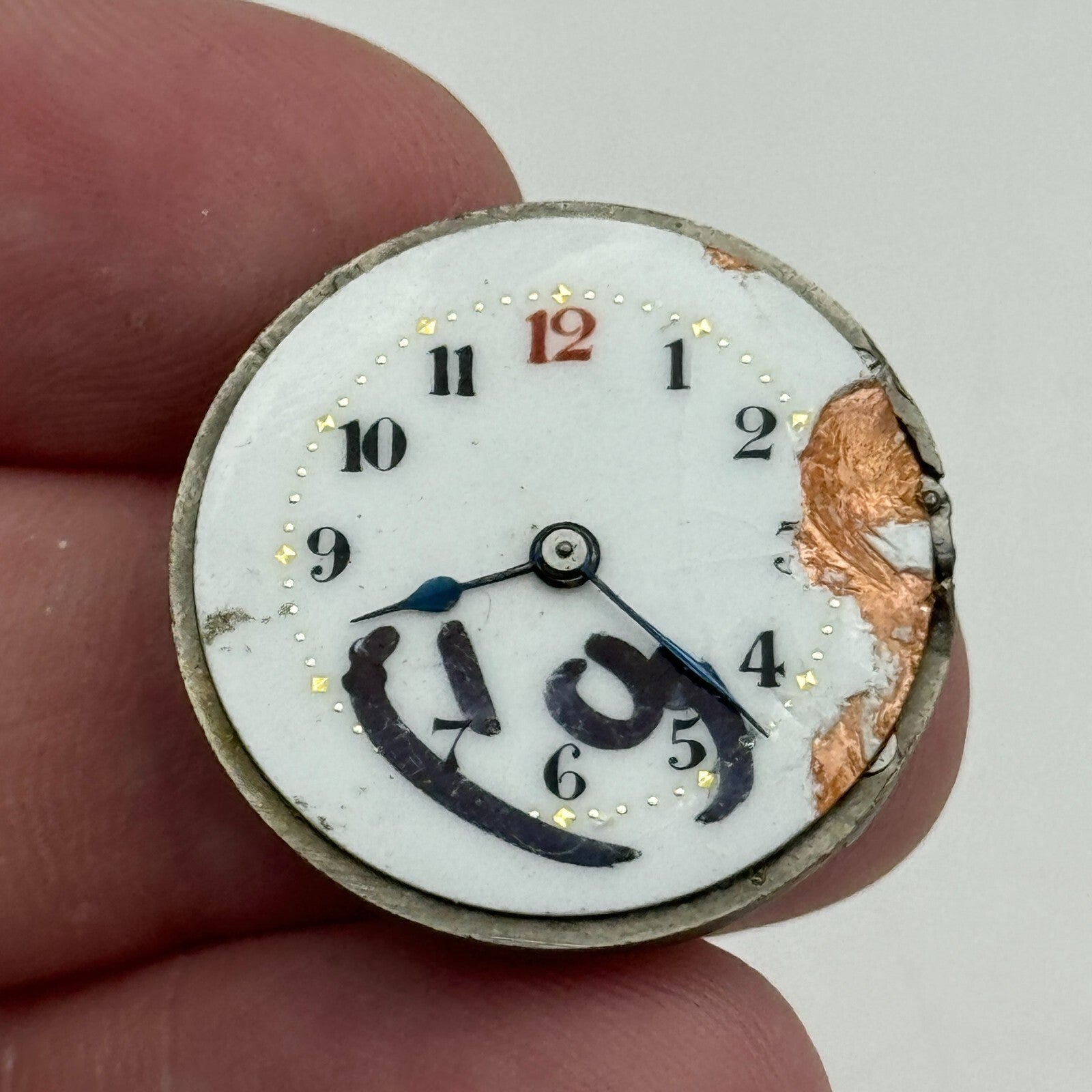 24.9mm Unidentified Swiss Balance Ok Trench Watch Movement Manual Wind PARTS