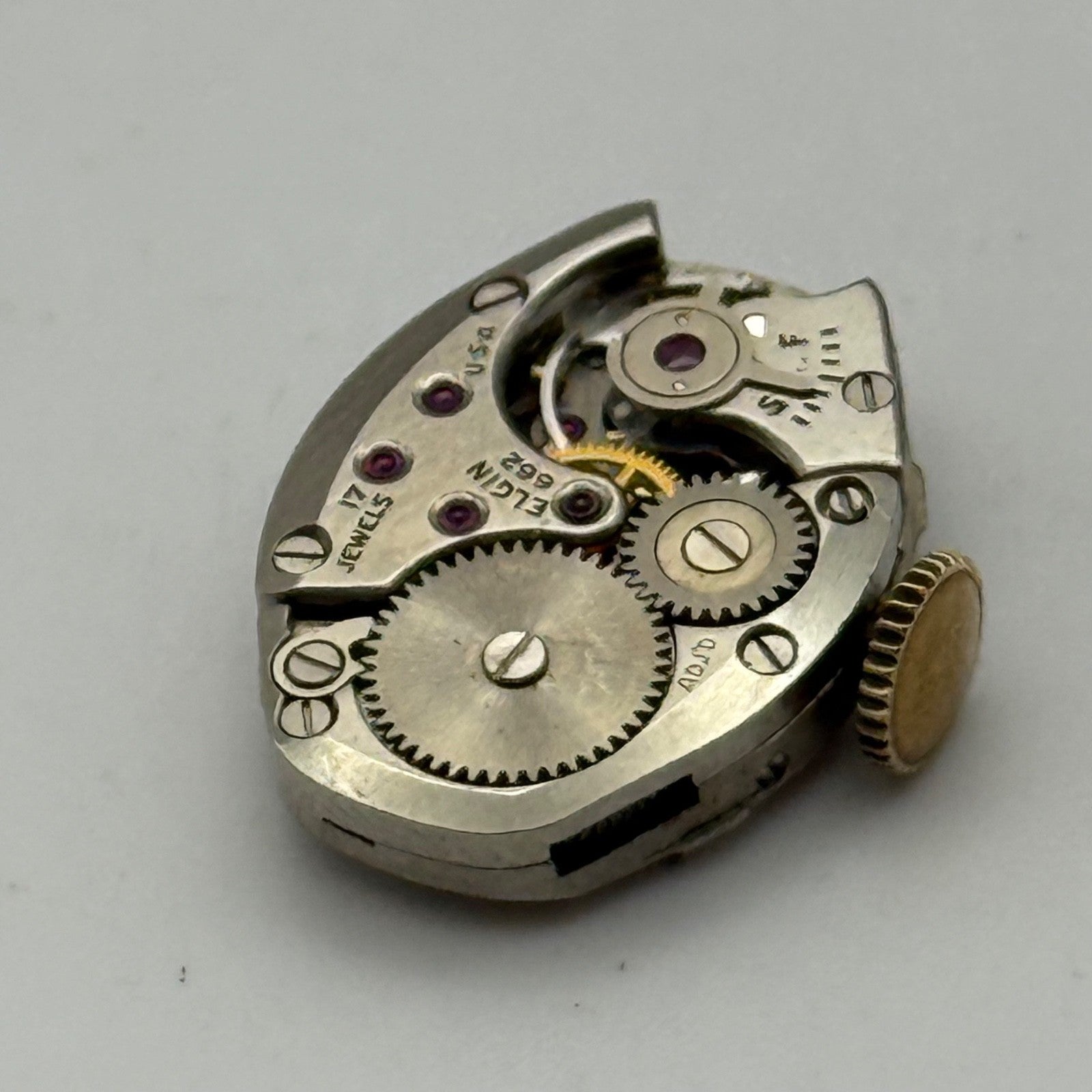 Elgin 662 Watch Movement 17 Jewels USA Vintage American Parts Repair 14.3mm