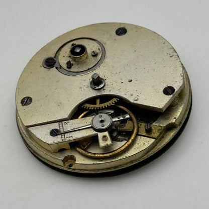 41.1mm J H Stanley Deptford Balance Intact Key Wound Pocket Watch Movement PARTS