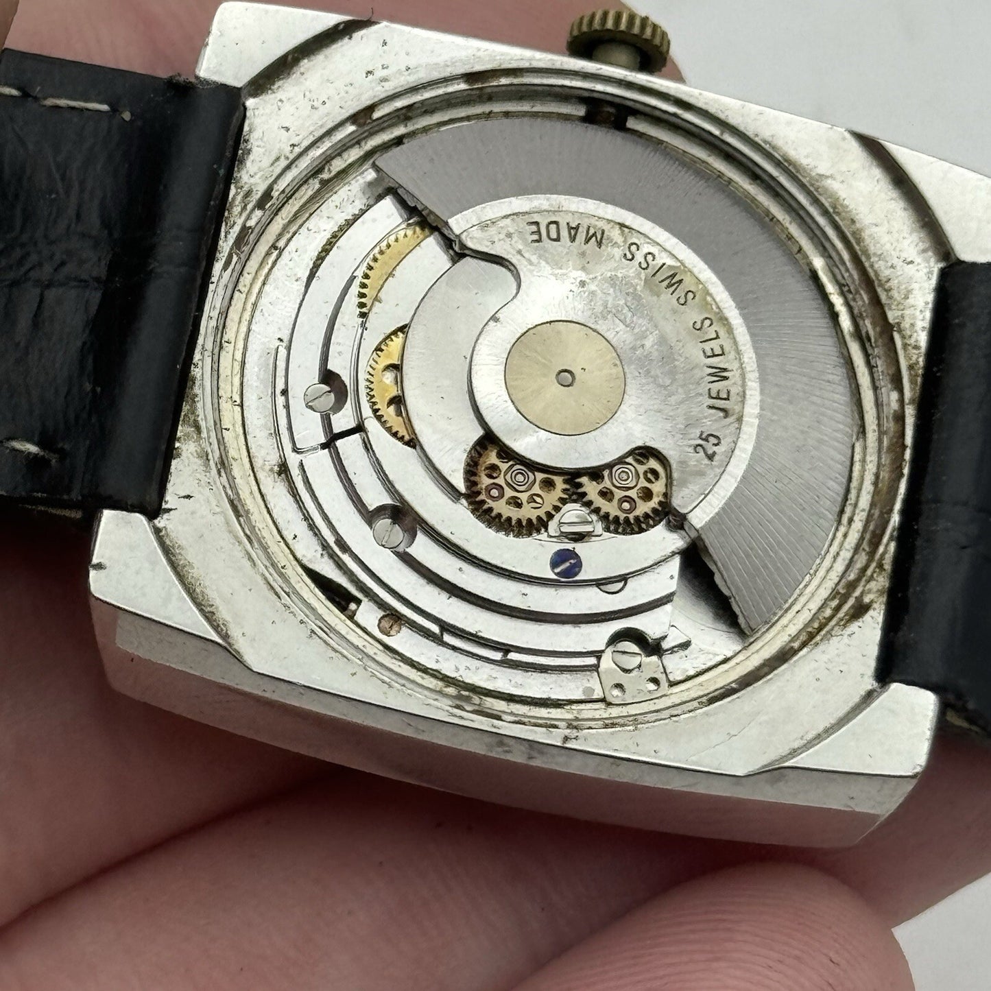 32mm Mens Avia Matic Automatic Sweep Seconds Square Watch FOR PARTS TO RESTORE