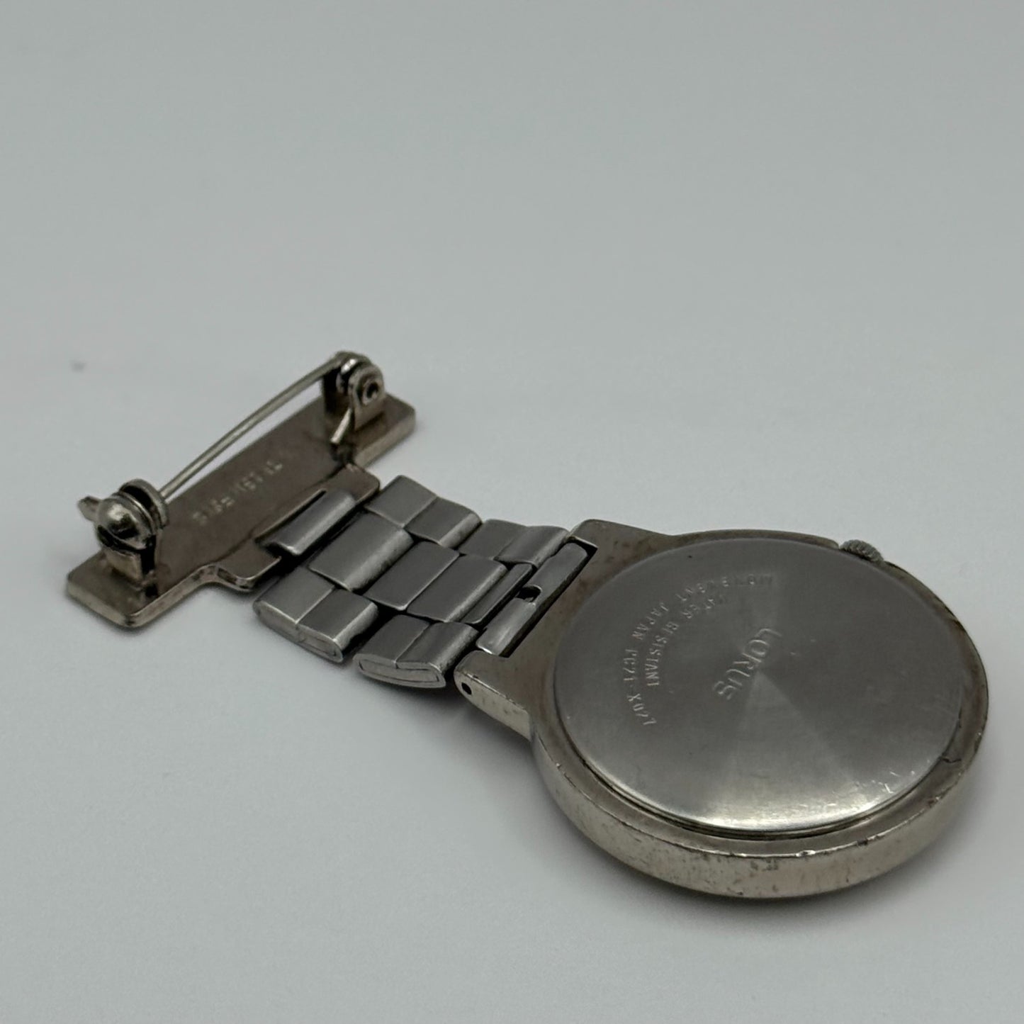 Lorus Quartz Fob Nurse Watch Blue Dial Base Metal Japan Working 29mm