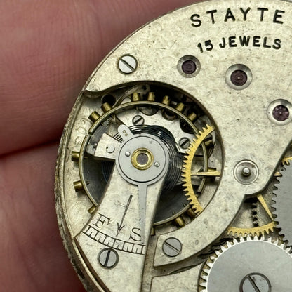 43mm Vintage Stayte 15 Jewels Swiss Made Pocket Watch Movement PARTS REPAIR