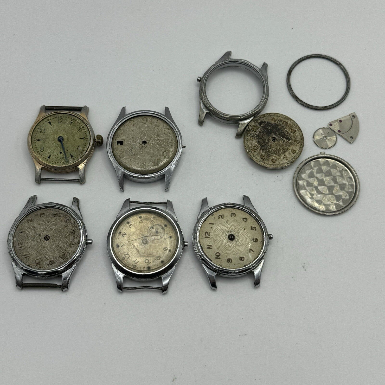 6 x Vintage Soviet Manual Wind Watch Heads For Parts Repair Job Lot Bundle