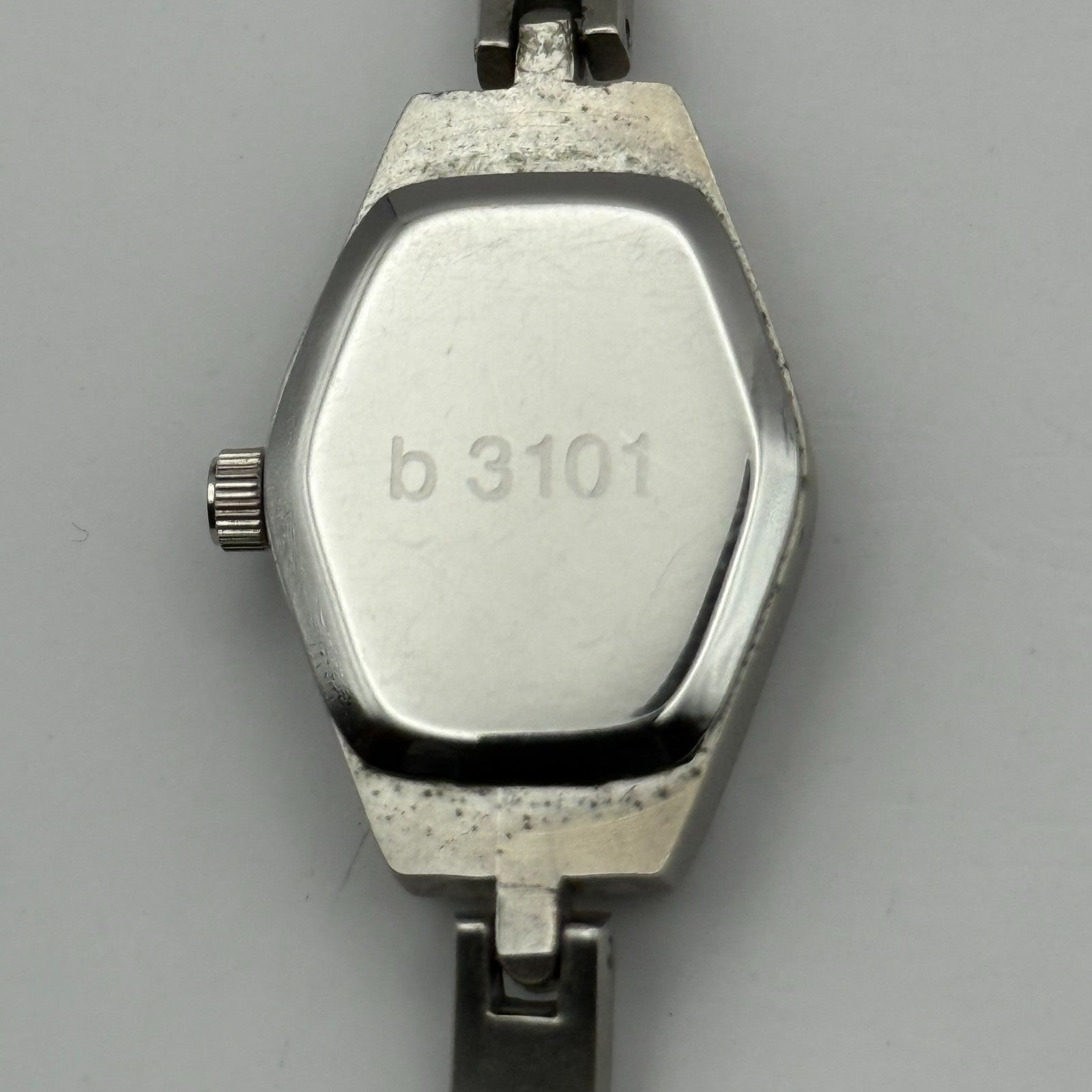 Buckingham Ladies Quartz Watch Purple Dial Silver Tone Bracelet Working 18mm