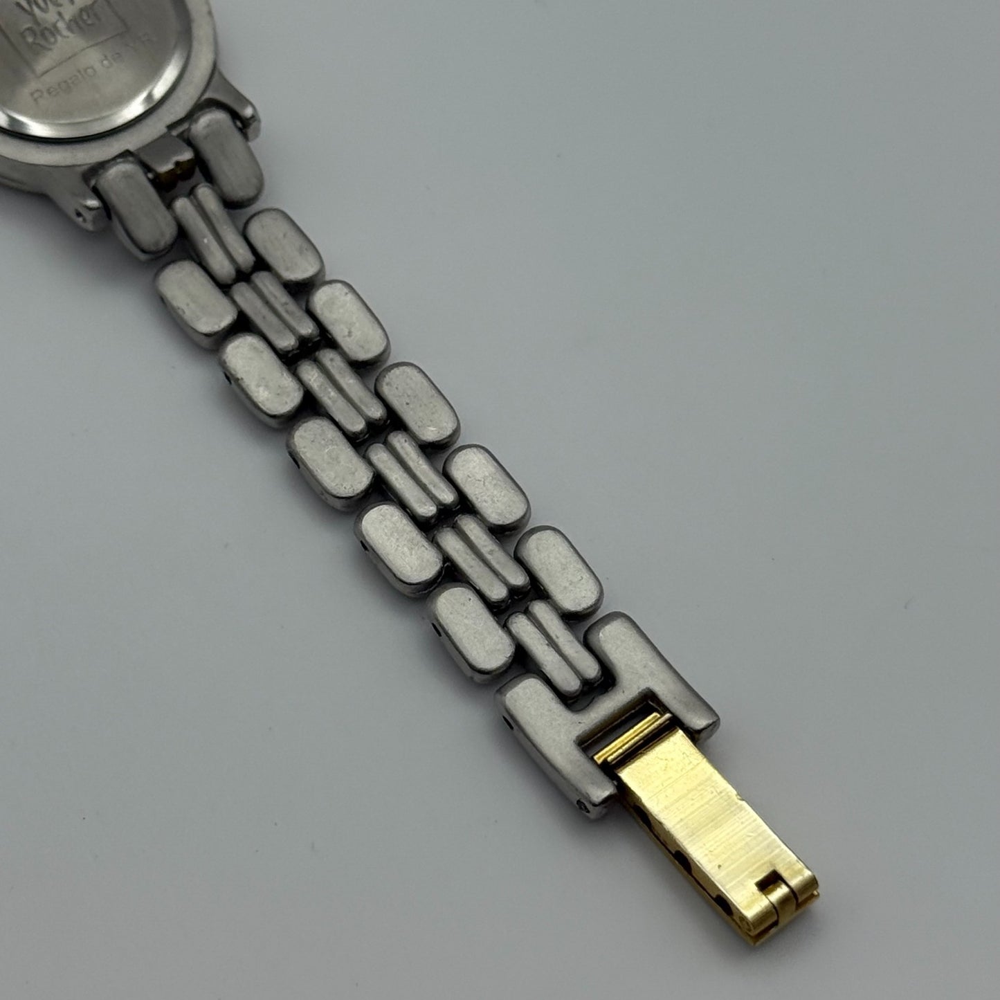 25mm Working Ladies Yves Rocher Two Tone Quartz Bracelet Watch 6.5 Inches