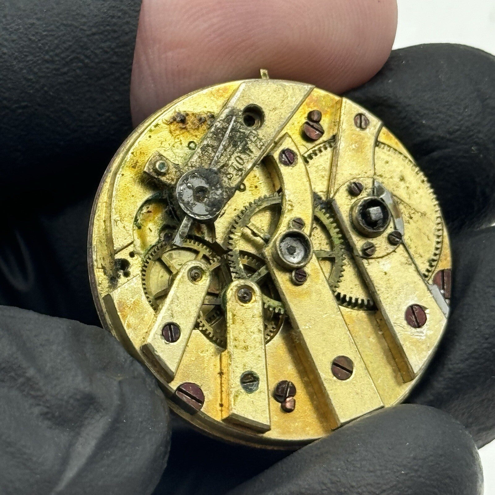 31.6mm Quality White Porcelain Dial Cylinder Watch Movement FOR PARTS
