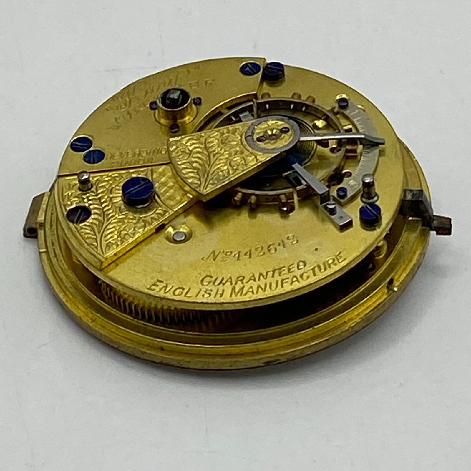 44.6mm Antique Kay Worcester Reversing Pinion Pocket Watch Movement PARTS