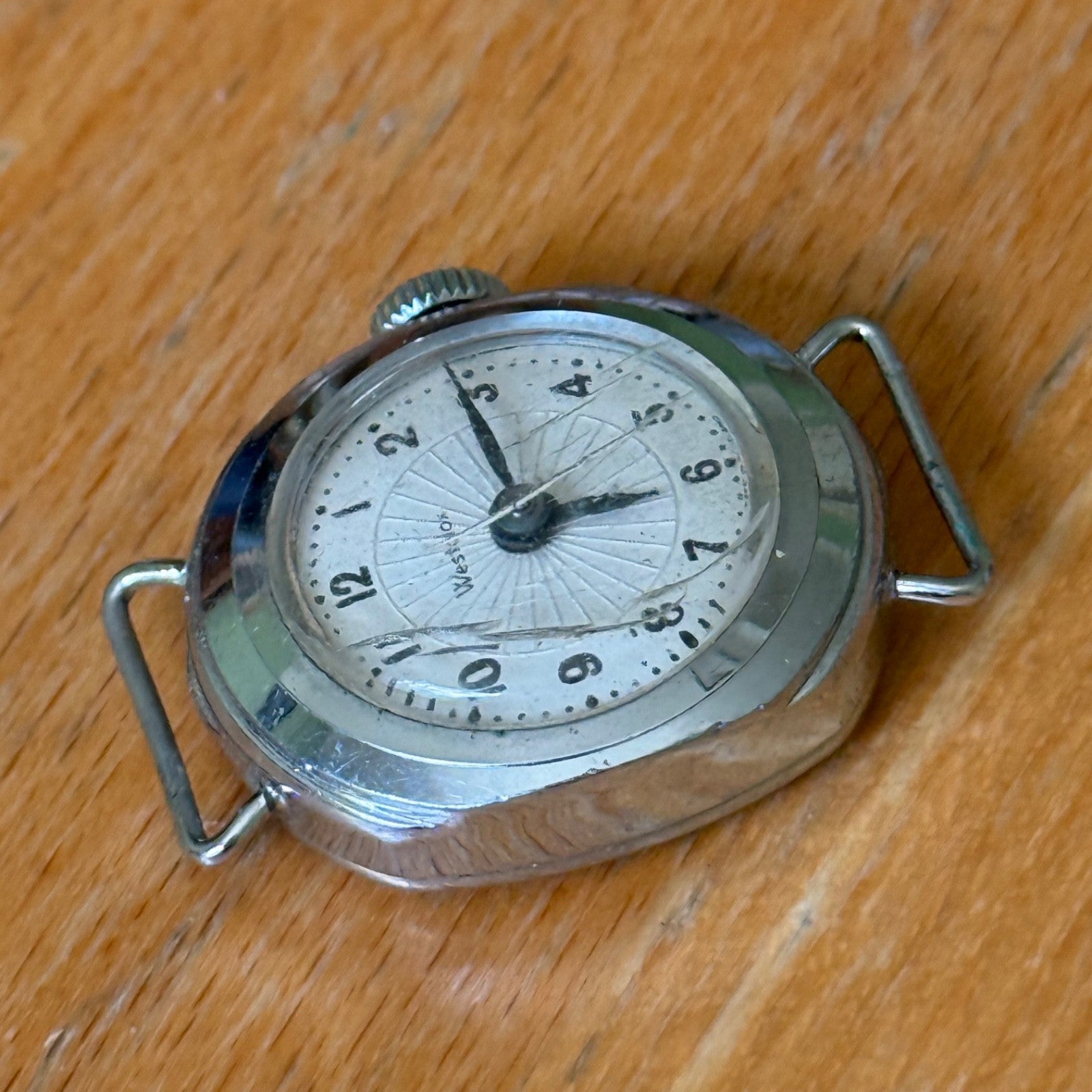 23mm Vintage Westclox Made In Uk Silver Tone Manual Wind Watch PARTS / REPAIR