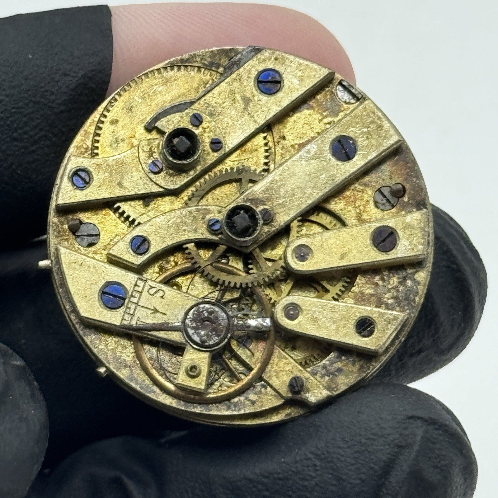 31.6mm Quality White Porcelain Dial Cylinder Watch Movement FOR PARTS