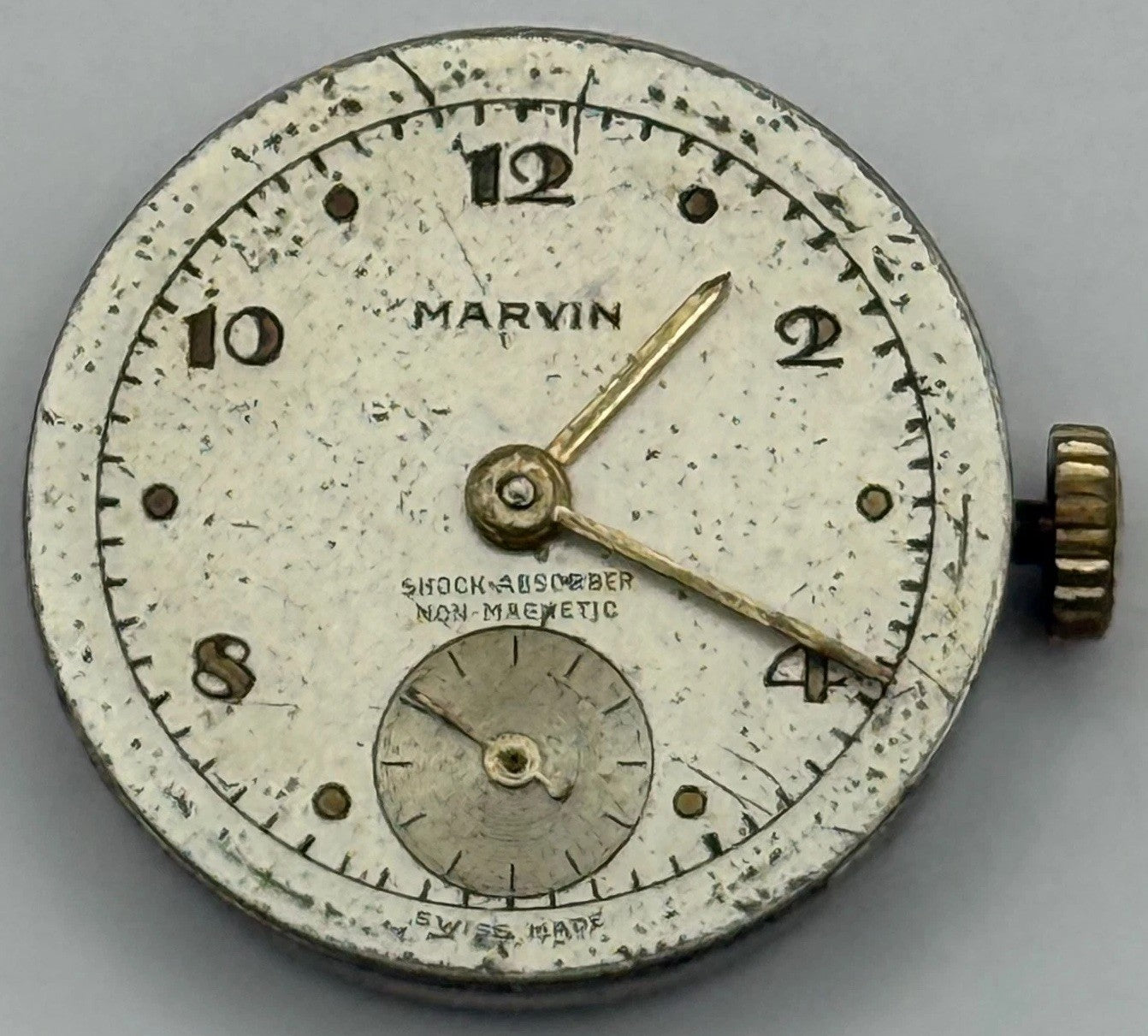 Marvin 310 Watch Movement Manual Wind Vintage Swiss 15 Jewels Parts 19.6mm