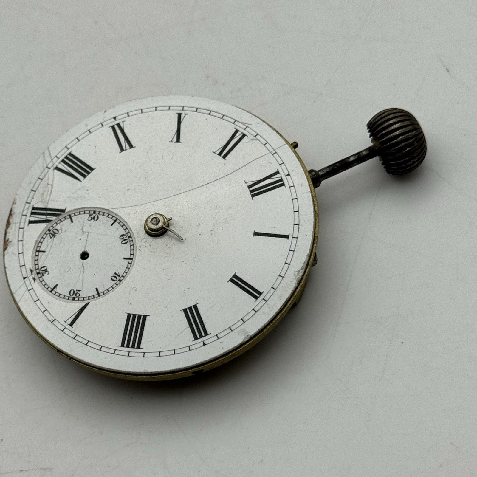 44.7m Warranted English Lever Top Wind Pocket Watch Movement Dial FOR PARTS