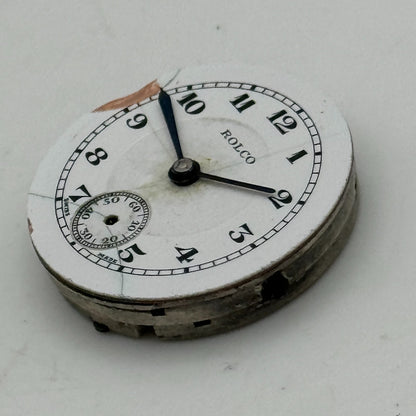 22mm Rolex Rolco 15 Rubies Military Trench Watch Movement Sub Seconds PARTS