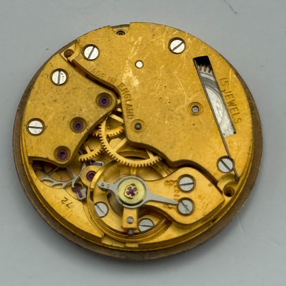 Smiths De Luxe 72 Shockproof Watch Movement Manual Wind Vintage Parts 26.9mm