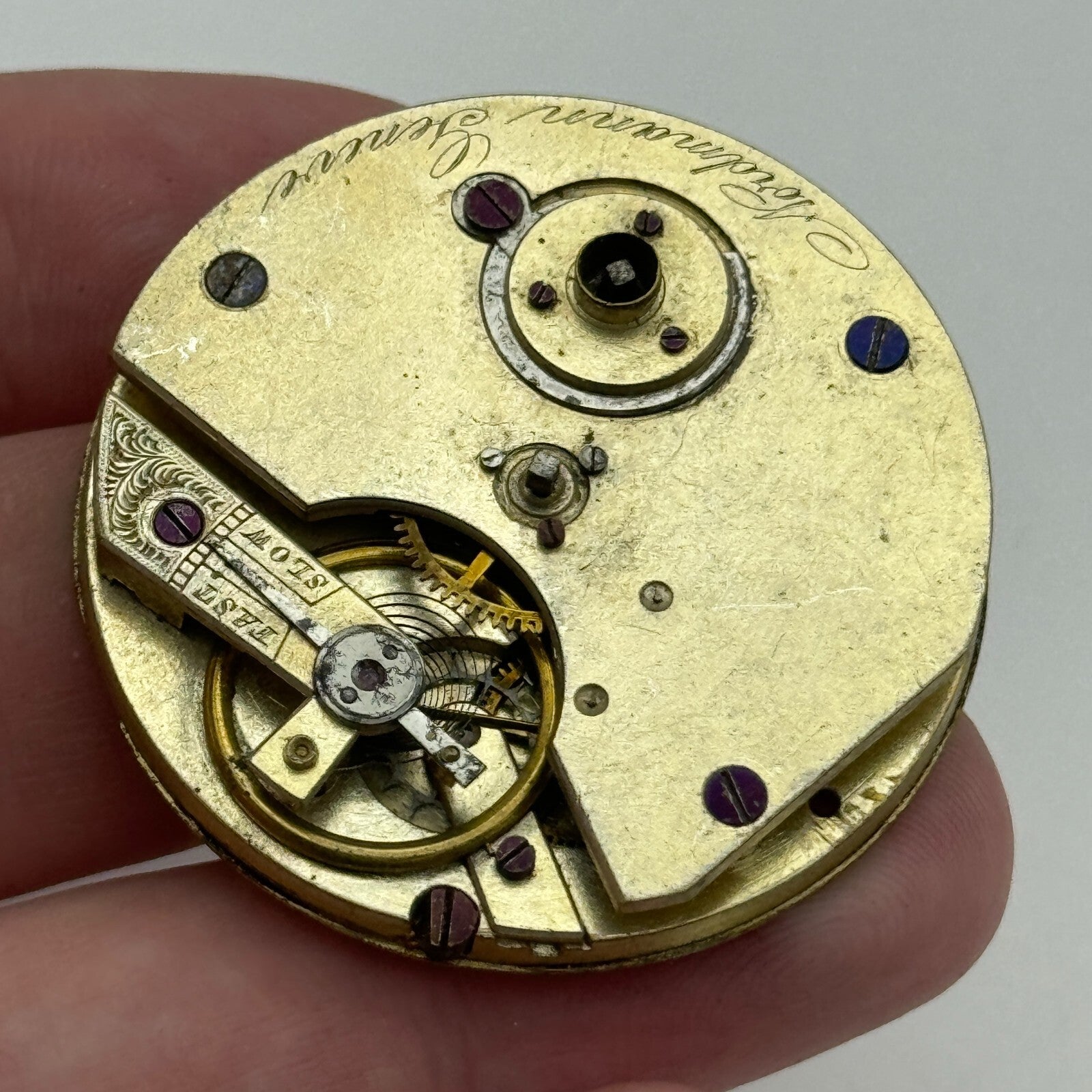 40.7mm Antique Nordmann Geneve Key Wound Pocket Watch Movement PARTS REPAIR