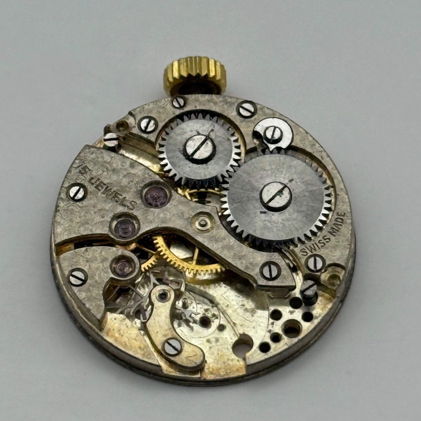 Maru 15 Jewels Watch Movement Manual Wind Vintage Incomplete Parts Repair 23.6mm