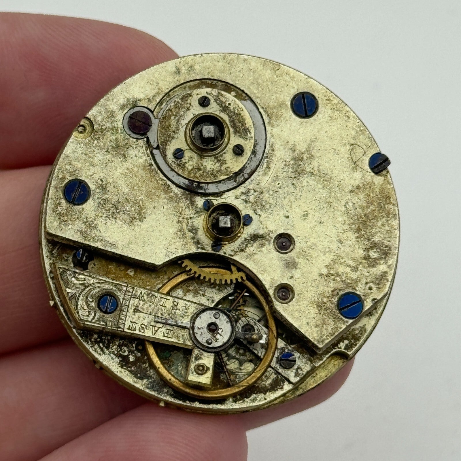 38.6mm Antique Key Wound Pocket Watch Movement Dial PARTS REPAIR SPARES