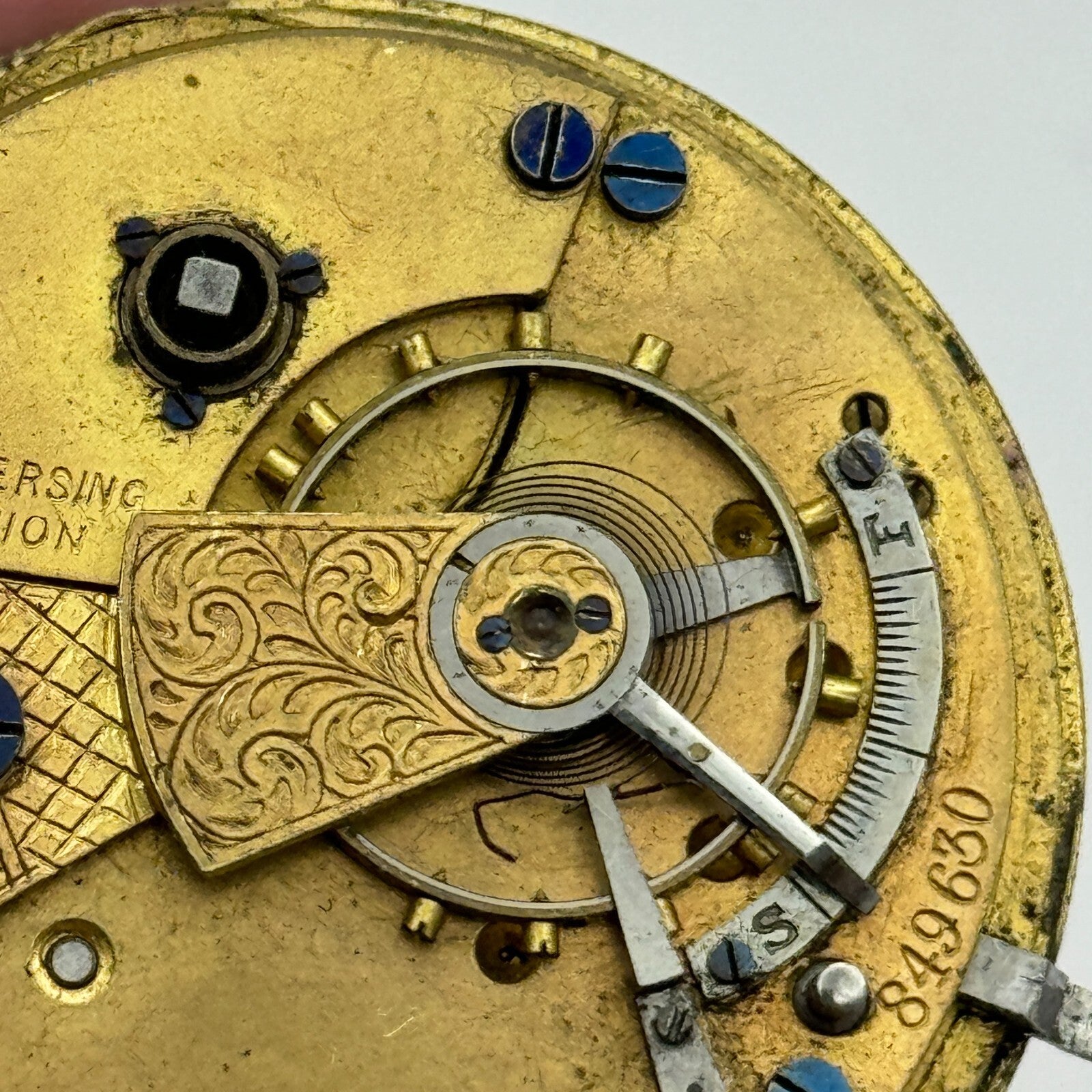 44.6mm Antique Reversing Pinion Key Wound English Pocket Watch Movement PARTS