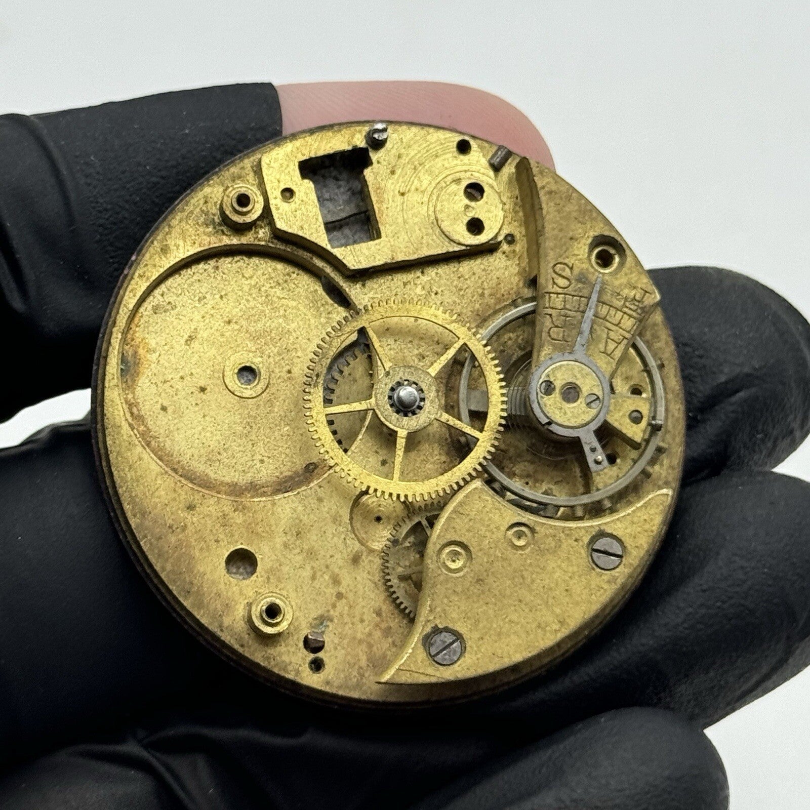 42.4mm Partial Pocket Watch Movement White Porcelain Dial FOR PARTS Restore