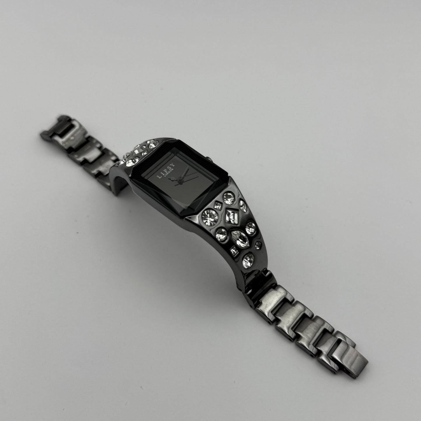 Lipsy London Ladies Quartz Watch Rectangular Black Dial Bracelet Working 22mm