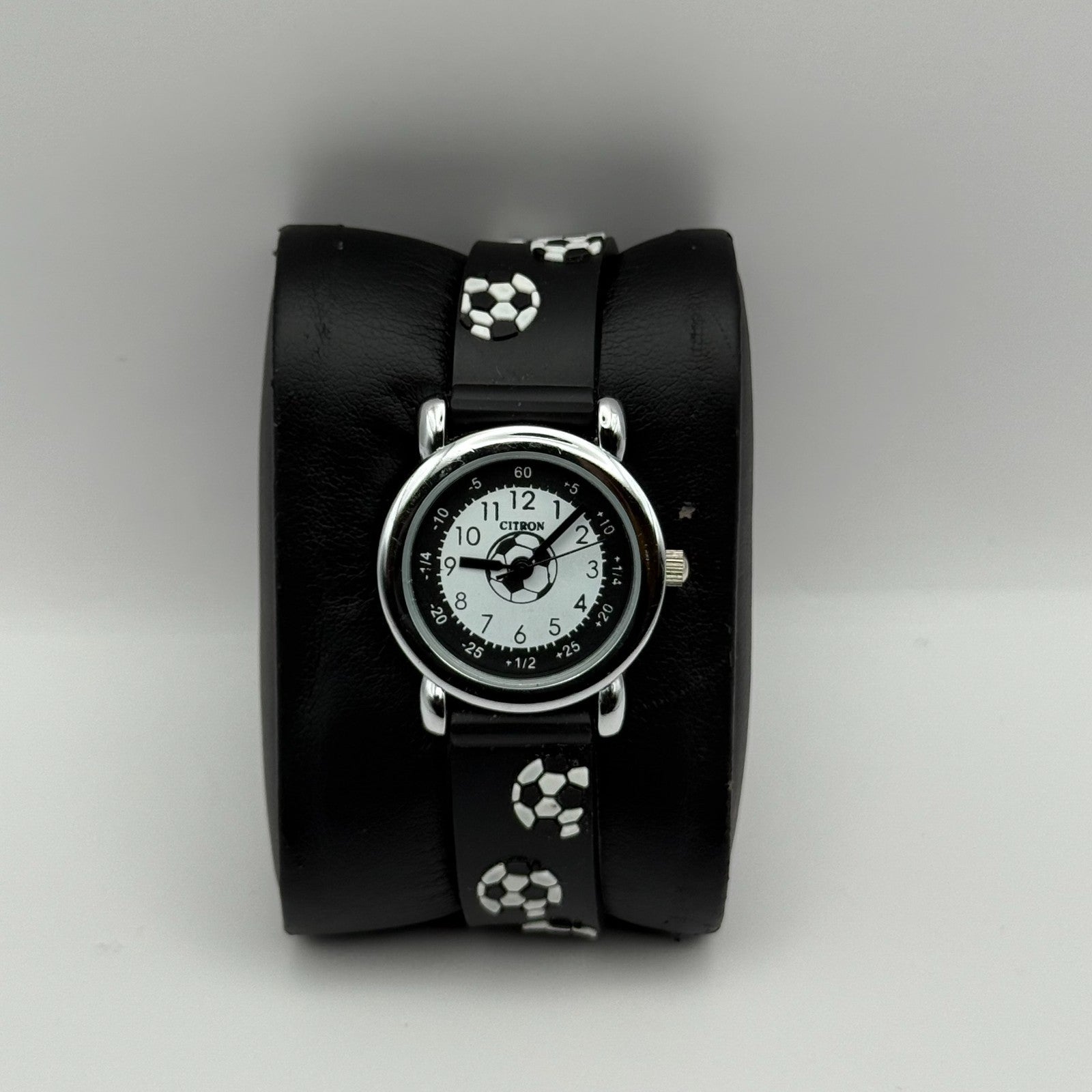 Citron Kids Quartz Watch Soccer Ball Print Strap Sporty Working 27mm New Battery