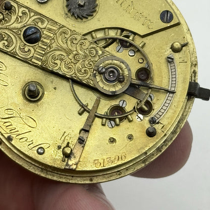 43.3mm Antique Henry Taylor London Quality Fusee Pocket Watch Movement - PARTS