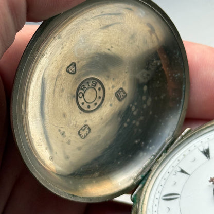 Oris Ottoman Pocket Watch Antique Pin Set Full Hunter To Repair Rare 54mm